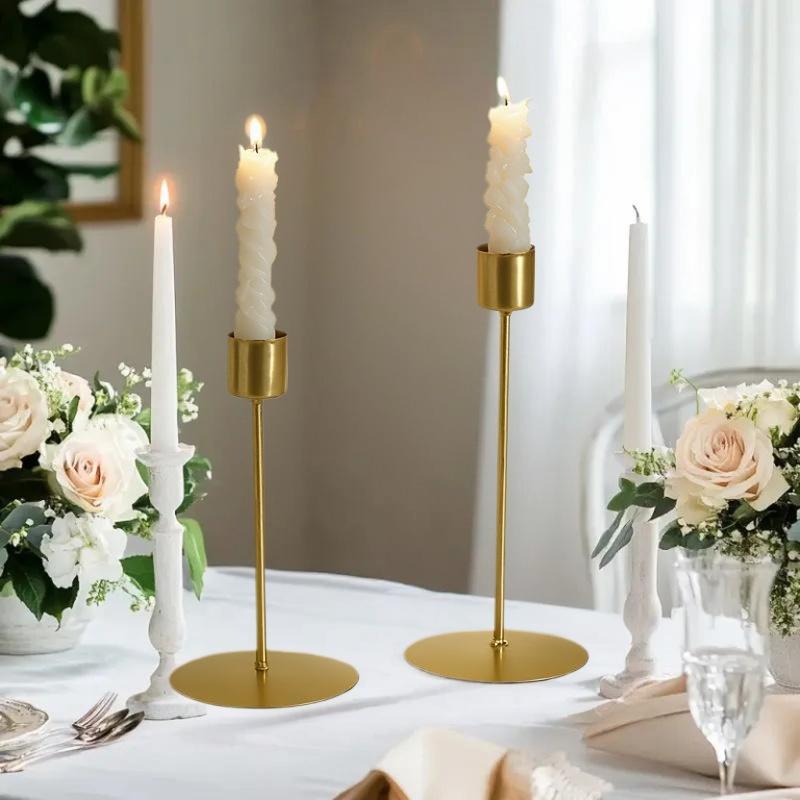 HOT European Style Metal Candle Holders Simple Golden Wedding Decoration Bar Party Living Room Decor Home Decor Candlestick