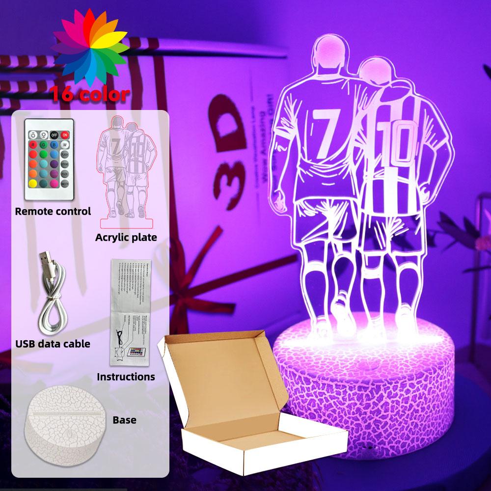 Football Player Night Light Touch Remote Control RGB LED Lamp Bedroom Decorate Novelty Creative Sports Theme Gift Boys Kids Fans