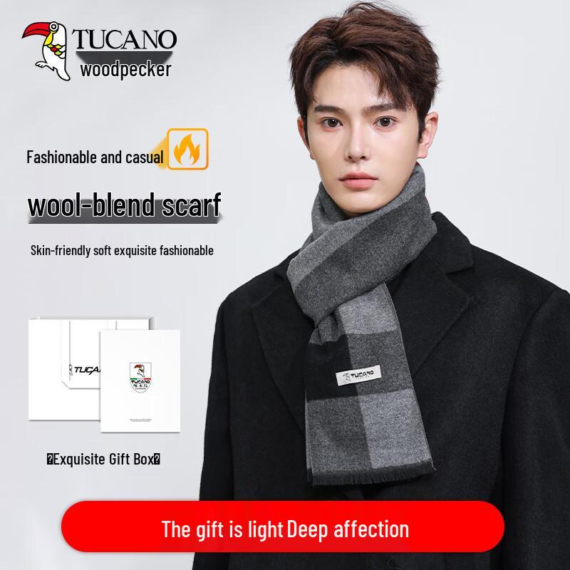 TUCANO Men's Autumn/Winter Plaid & Striped Scarf