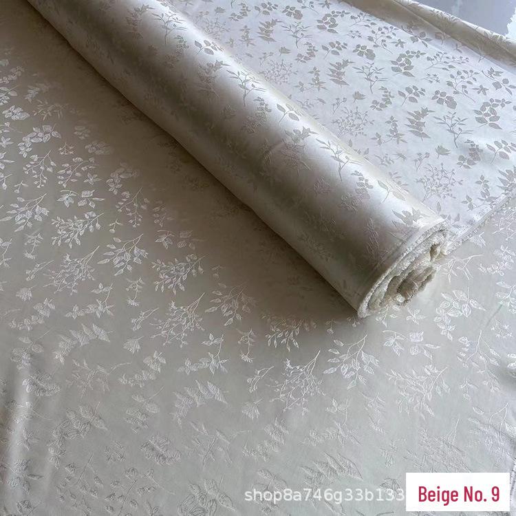 Golden Branch & Leaf Jacquard Sand-Wash Silk Fabric for Chinese Style Hanfu & Cheongsam Dresses