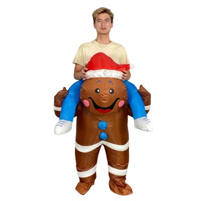Aufblasbares Lebkuchenmann-Kostüm für Erwachsene, aufblasbares Lebkuchen-Kostüm zum Aufsitzen, ausgefallene lustige Kostüme Weihnachten Halloween Aufblasbare Kostüme