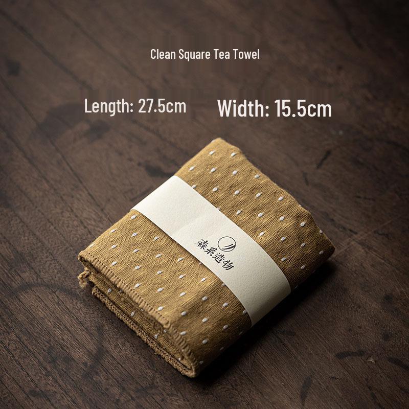 Japanese Minimalist Cotton-Linen Tea Towel - Absorbent, Eco-Friendly Dishcloth, Mori Style Tea Ceremony Accessory.