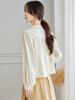 Women's Long Sleeve Embroidered Shirt - New Chinese Style, Apricot Round Neck, 2025 Autumn Collection