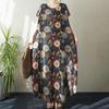 Short Sleeve Plus Size Cotton Vintage Floral New In Dresses for Women Casual Loose Long Summer Dress