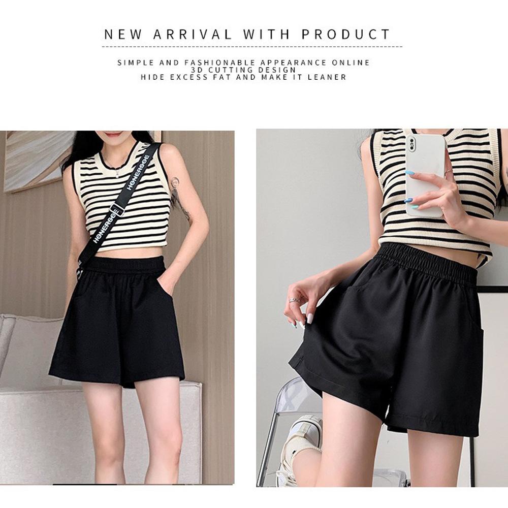 GMXIA Summer Casual Shorts Women's Washed Cotton Overalls Loose High Waist Wide Leg Pants Women's All-in-one Three-quarter Pants