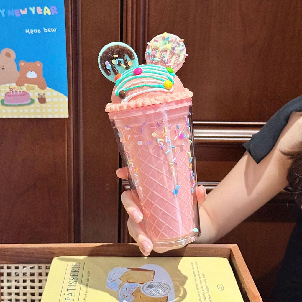 Fashion and Creative Smiley Face Water Cup Large Capacity Bingba Straw Cup Plastic Cup Exquisite Lady Gift