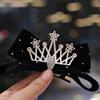 Children's Velvet Bow & Crown Hair Clip - Cute New Year Hair Accessory for Girls in Red & Black