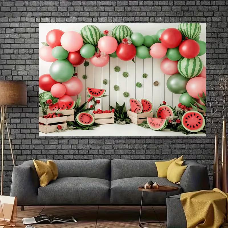 

Watermelon Balloon 2D Backdrop for Summer Birthday Party Decoration 47.2x31.5inch/120*80cm