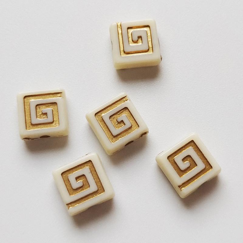 Gold Meander Pattern Acrylic Beads for DIY Jewelry Making