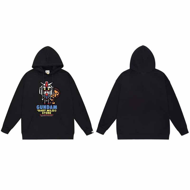 Mens Oversized Hooded Sweatshirt With Ape Head Print Heavyweight Cotton Long Sleeve Pullover Daily Wear