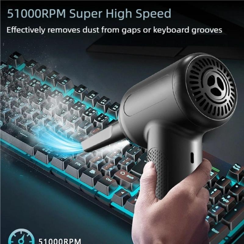 Cordless Air Blower Air Duster with 51000RPM Motor Rechargeable Battery For Electronics Car Home Use  ABS Construction