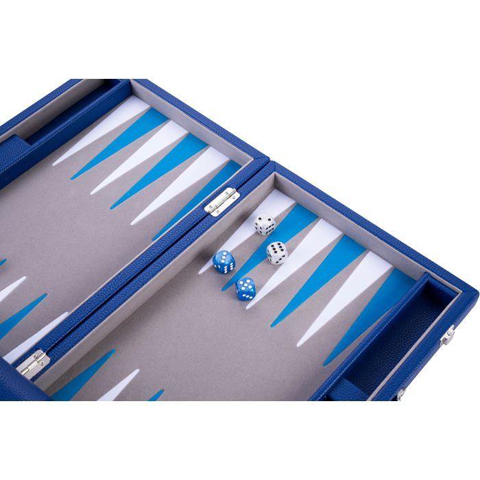 Backgammon 18" de Luxe - ENGELHART - feutre incrusté - dés et jetons nacrés