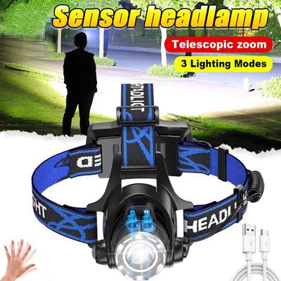 8000LM Sensör LED Far Balıkçılık Far 3 Mod Zumlanabilir Su Geçirmez Kafa Fener