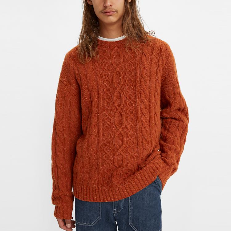 Pull Levis Vintage en Tricot à Col Rond Ample en Laine Pull Homme Rouge Brique A0732-0001