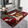 Christmas Cat Living Room Carpet, 4 Cute Red Scarves Cedar Branch Design Holiday Pet Home Gifts Seasonal Floor Mat Decoration