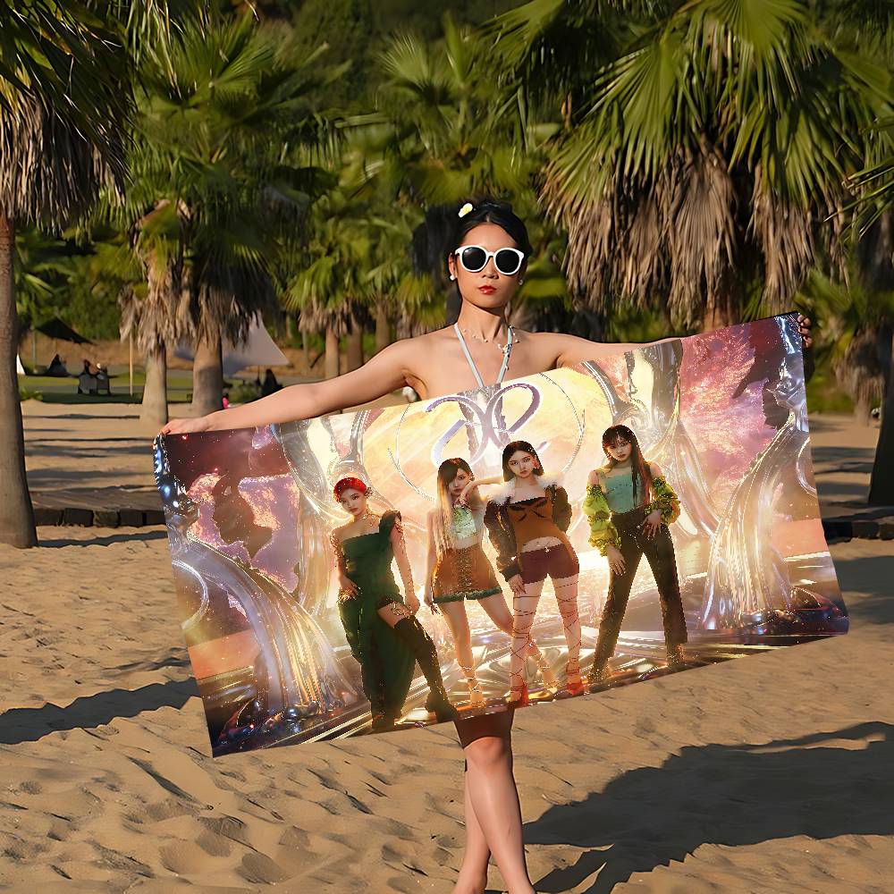 Korean Kpop Group A-Aespas Microfiber Printed Beach Towel Mountain Climbing Yoga Beach Swimming Running Absorbent Soft Towel