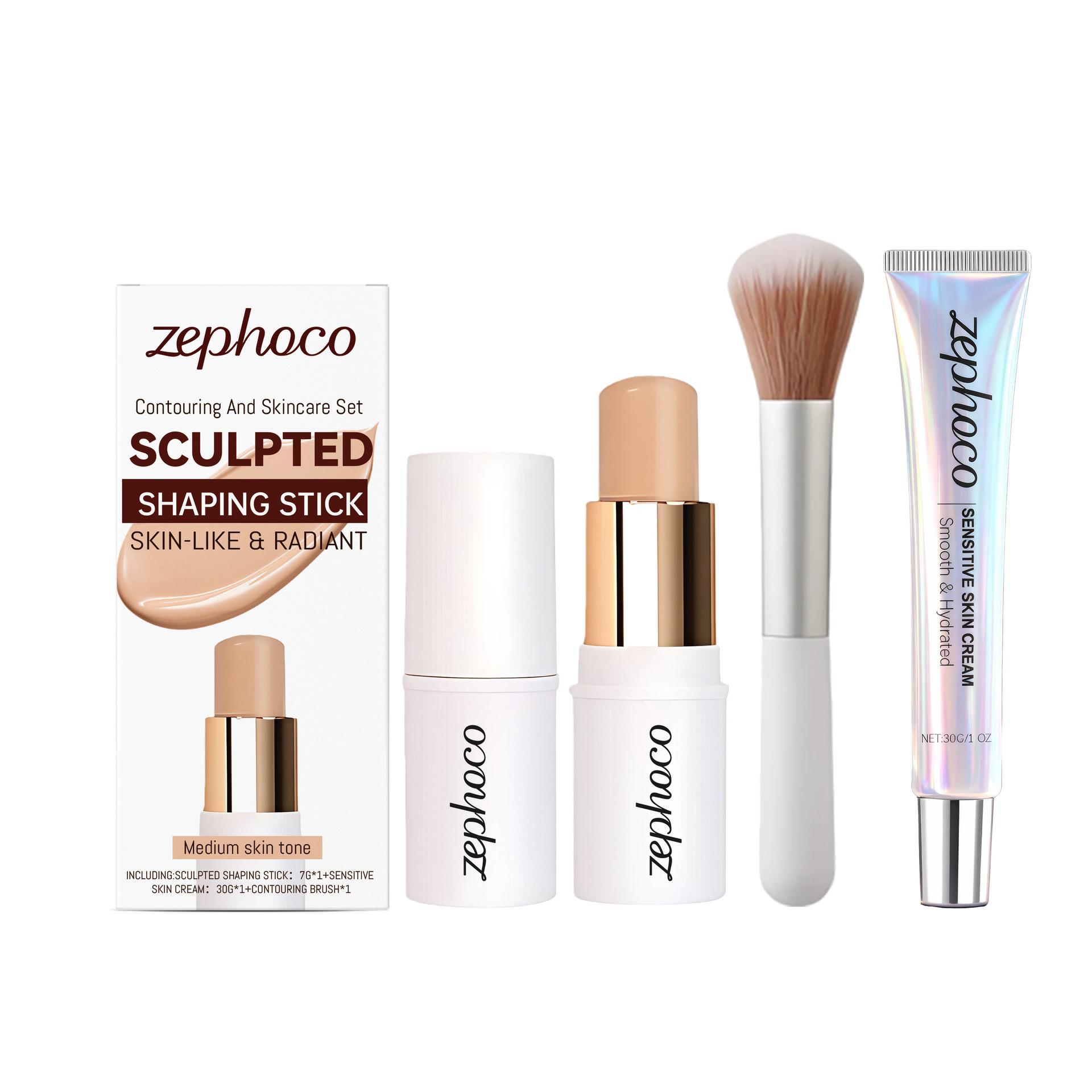 Zephoco Medium Skin Tone Contour Hydrating Set - Long-Lasting Sculpted Makeup for Daily Use