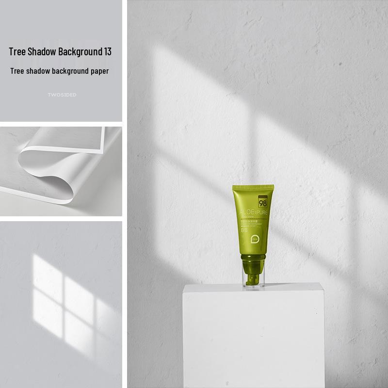 3D-Stereofotografie-Hintergrund mit Baumschatten und dynamischen Lichteffekten
