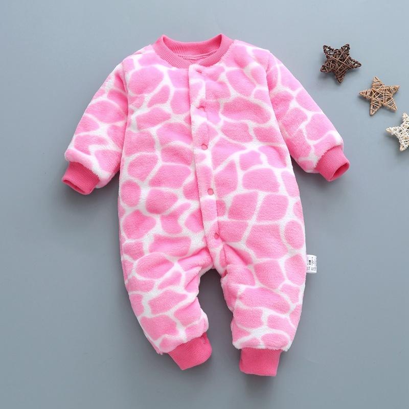 Baby Flannel One Piece Pajamas Newborn Autumn and Winter Plush Home Clothes Infant Bodysuit