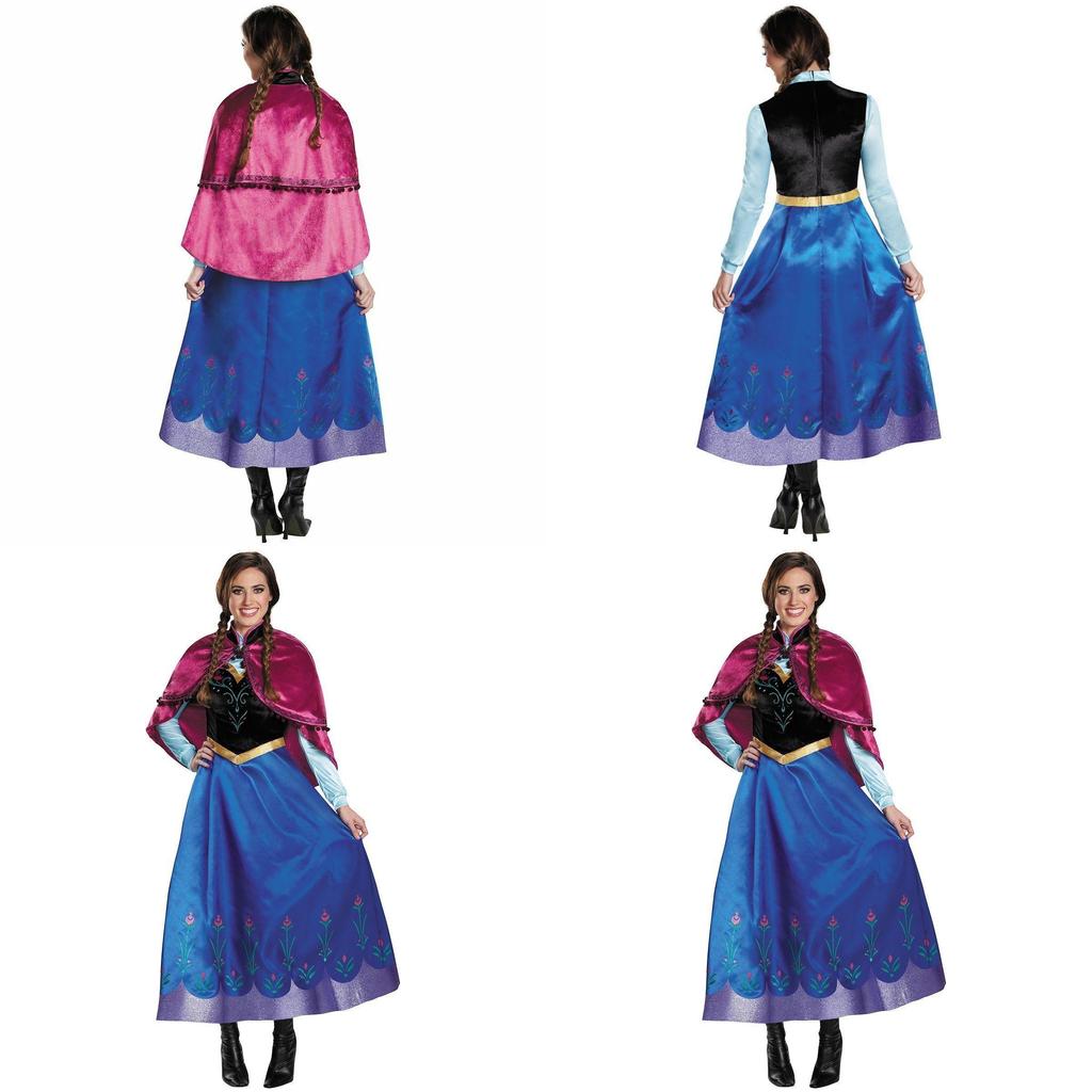 Incantevole Vestito di Carnevale della Principessa Anna con Mantello Staccabile per le Avventure Cosplay delle Bambine