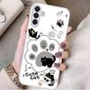 Mischievous Cat Silver Plated Glass Phone Case Suitable for Samsung Galaxy S26 S25 S24 S22 S21 S20 FE/Ultra/Plus Anti Fall