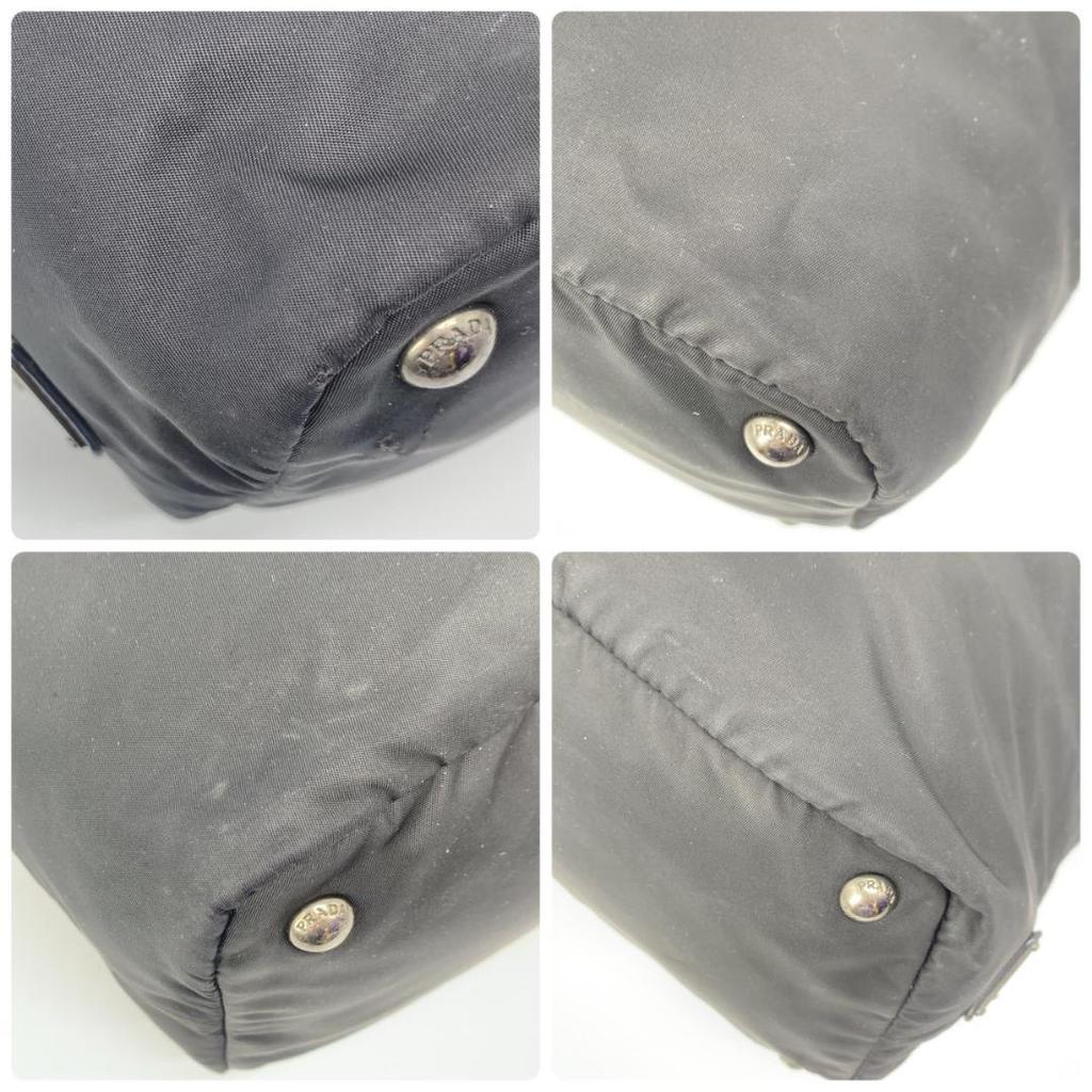 Prada Reversible Tote Bag Handbag Leather Genuine Leather Tessuto Nylon Black Women's Men's Unisex Lightweight