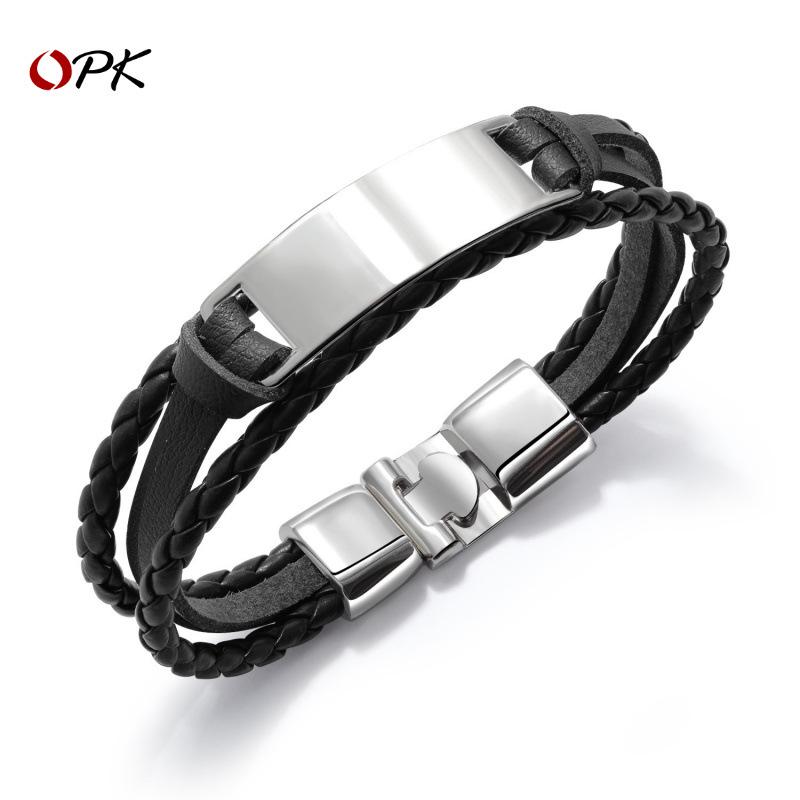 

Men s Hip-Hop Multi-Layer Woven Bracelet - Fashionable, Versatile & Engravable Jewelry