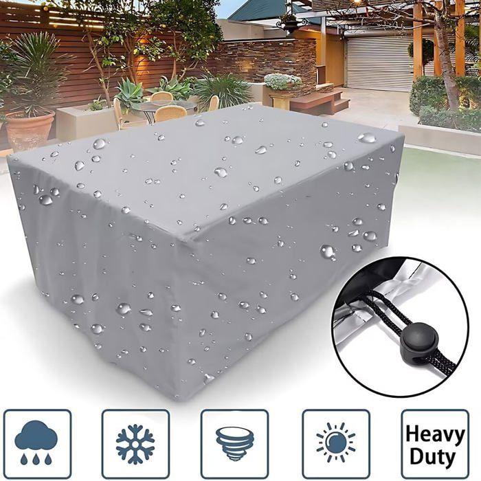 Housse protection mobilier de jardin rectangulaire 150 x 150 x 75 cm - tissu Oxford 210D gris, imperméable