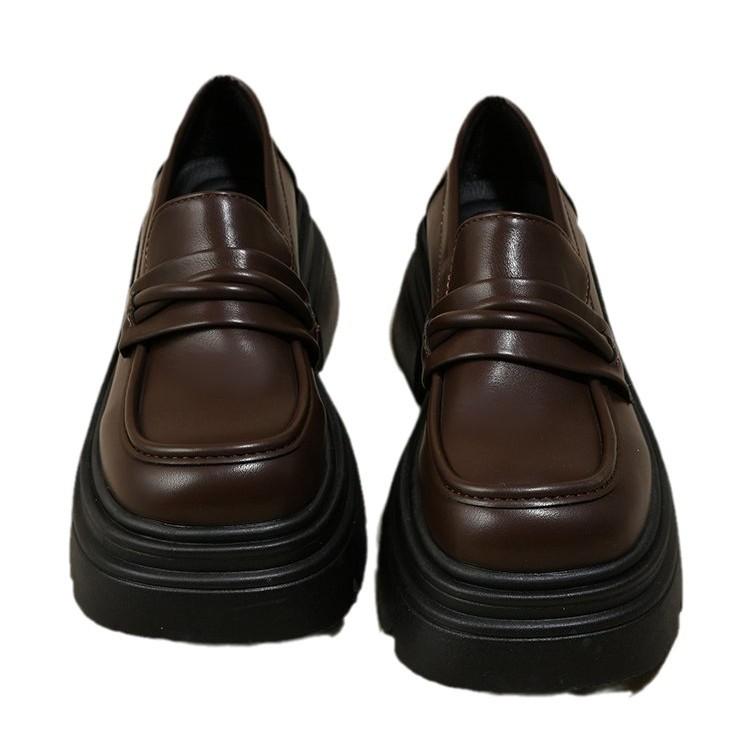 [Ushilai] Fashion platform loafers for women's spring 2025 new academic style casual versatile one pedal