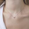 Ozel Silver925 Rose Quartz & CZ Silver 925 Necklace PS153N