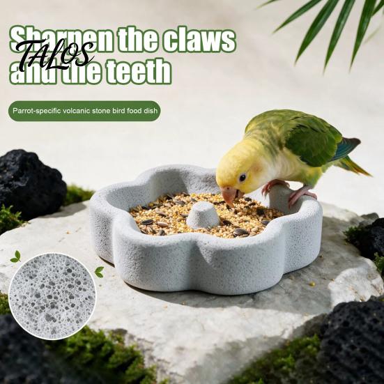 Stable Bird Cage Accessory Pumice Stone Bowl, Spill Proof Parrot Water Calcium Rich, Feeding Bowl Food Dish, Feeder for Cockatiel Conure Parakeet Claw