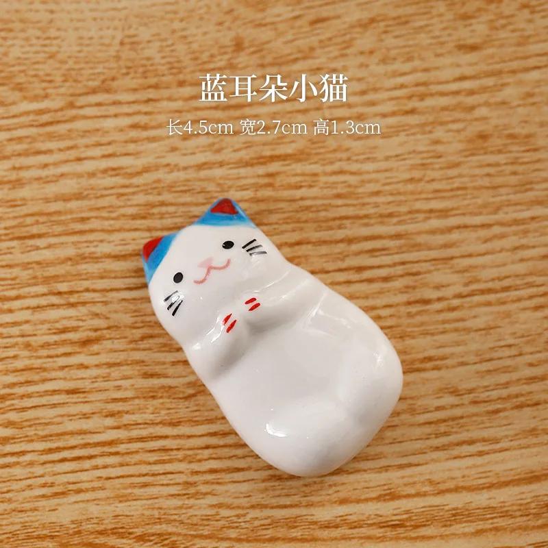 1pc Ceramic Cute Chopstick Holder Tableware Japanese Style Underglaze Restaurant Simple Oval Spoon Bracket Utensil for Kitchen