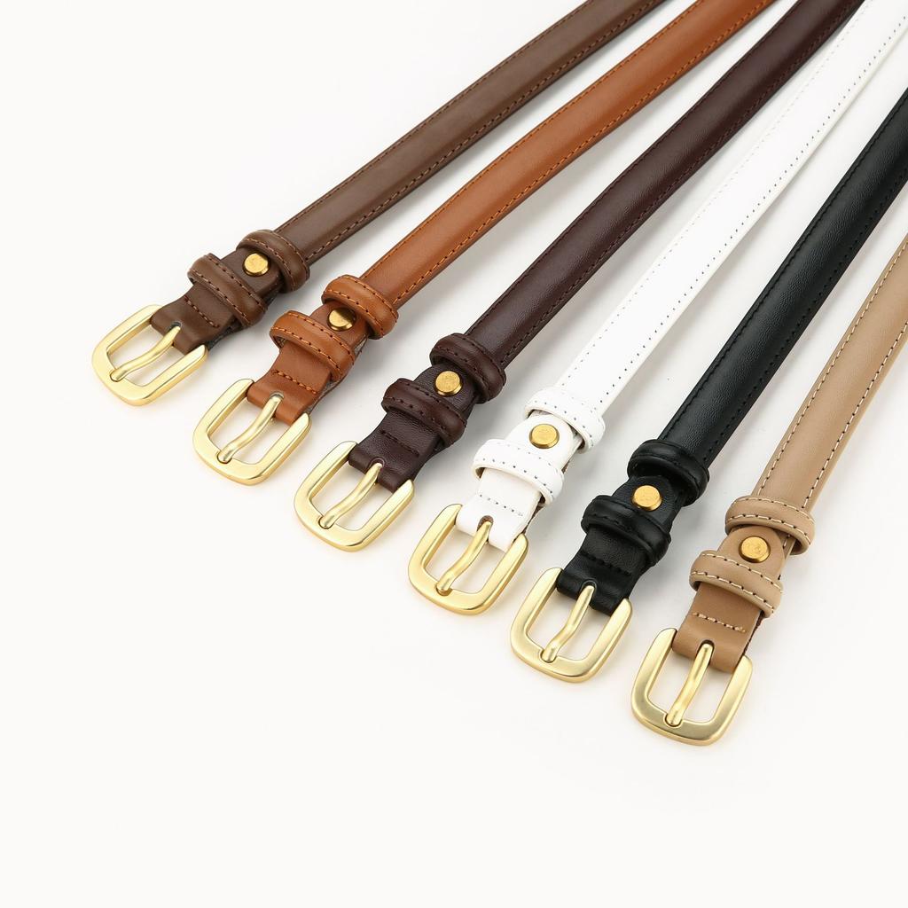 Belt Women's Genuine Leather Fashion Versatile Belt Women's Decorative High Grade Jeans with Thin Korean Style Fashion Black