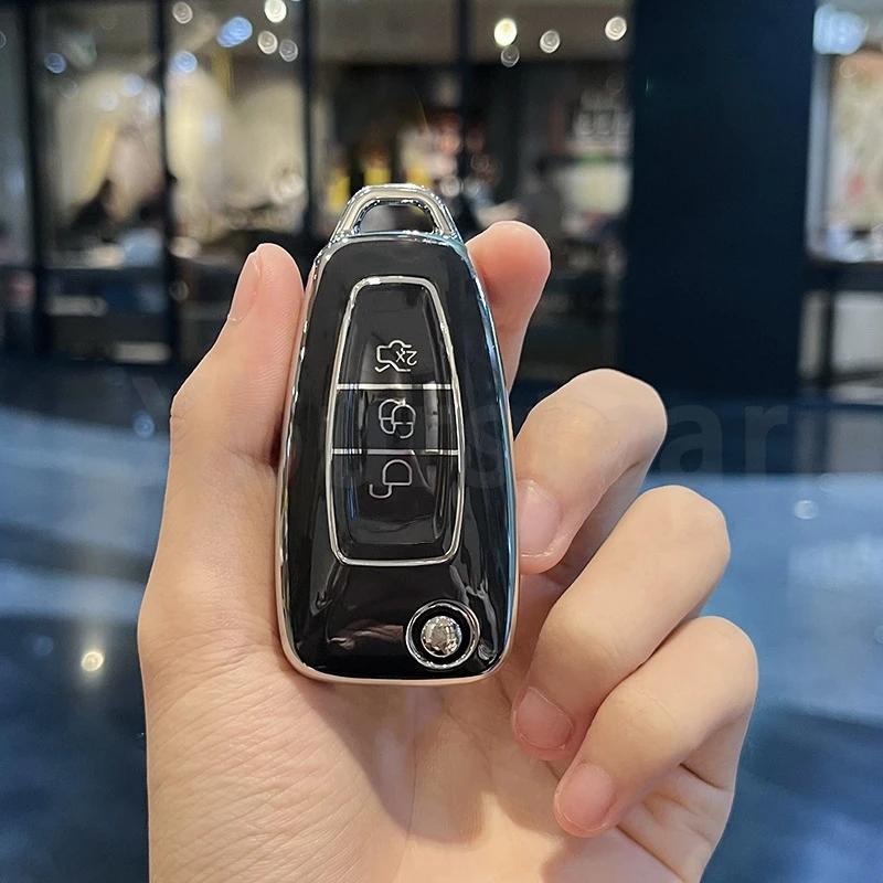 

For Ford C-Max S-Max Ecosport Kuga Escape Fiesta Mondeo Focus 2 3 MK3 ST RS Custom TPU Car Key Case Cover Shell Fob Accessories