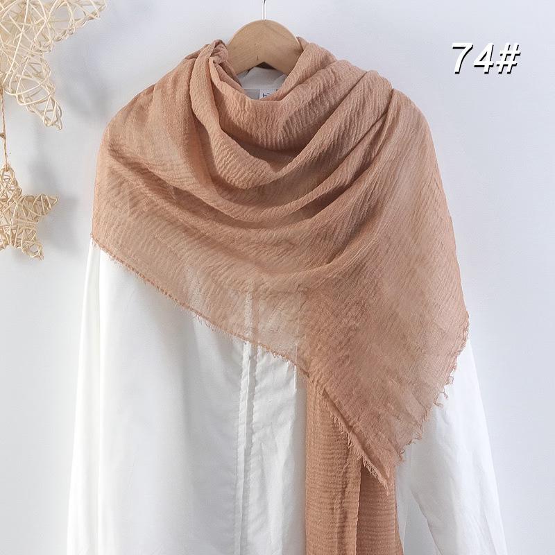 Sciarpa da donna in cotone lino seta - Per tutte le stagioni, colore unito, versatile foulard per testa e parasole