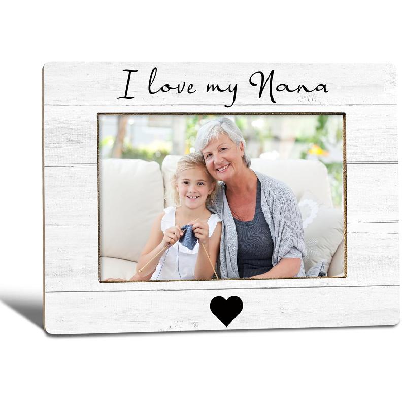 I Love My Nan Picture Frame, Mother's Day Gifts for Nan Grandma, Grandma Gifts from Grandkids Photo Frame 4x6, Grandmother Wooden Photo Picture