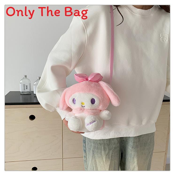 Small Cartoon Plush Dog Crossbody Bag For Women With Zipper Closure And Inner Pocket
