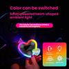 Süßes herzförmiges LED-Umgebungslicht, solarbetrieben, Auto-Neonlicht, kabellos, Saugnapf, USB-wiederaufladbar, Atmosphärische Atemtiefenlampe