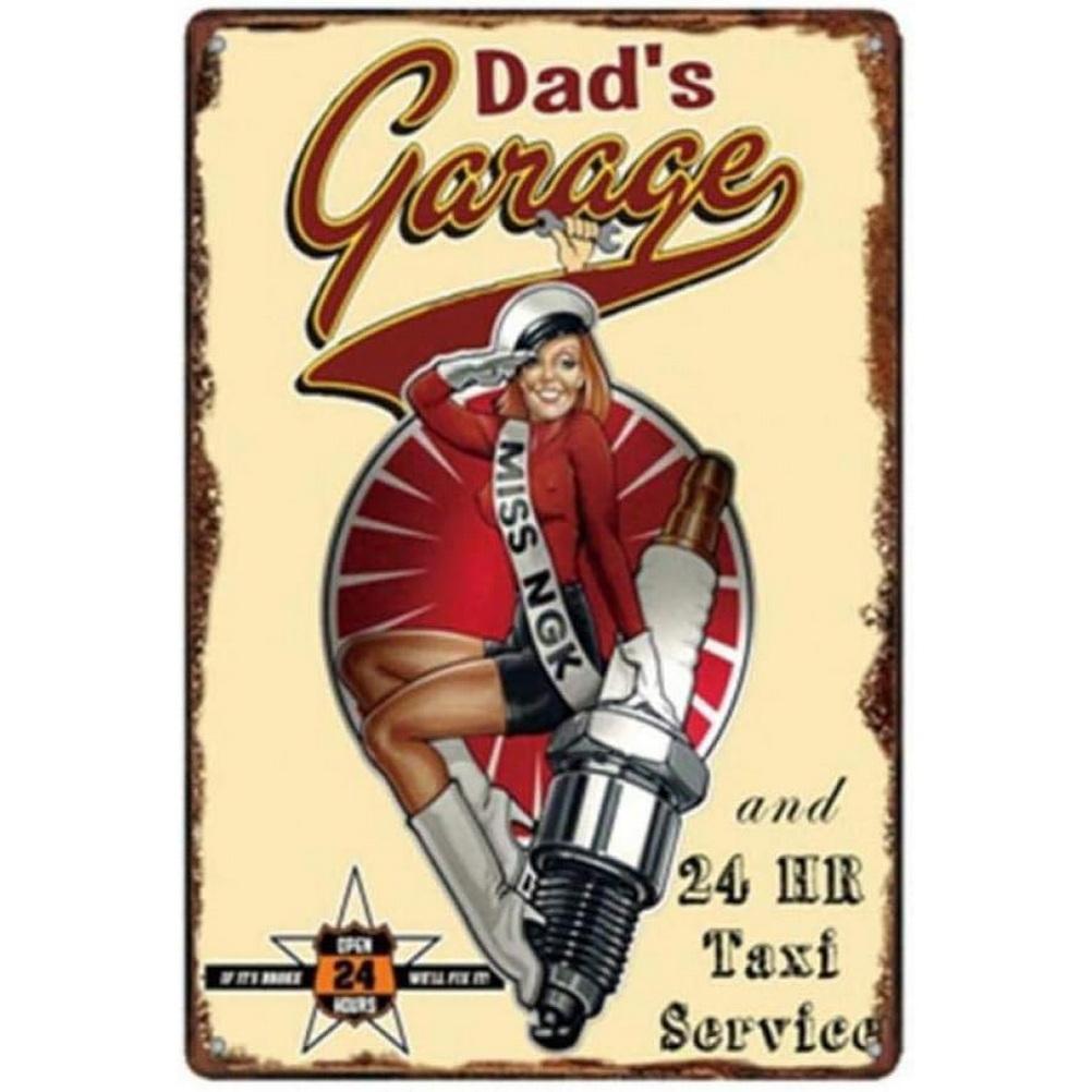 Dad's Garage Workshop Repair Shop 24 Hours Service Vintage Metal Tin Signs Retro Iron Picture Bar Cafe Garage Gym Pub Decor