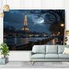 Paris Eiffel Tower Night Tapestry, Aesthetic Wall Hanging for Bedroom & Dorm
