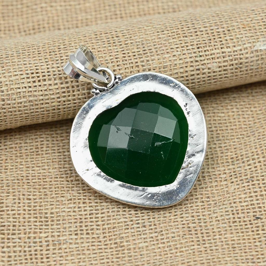 Green Onyx Gemstone 925 Sterling Silver Jewelry Handmade Pendant For Thanksgiving