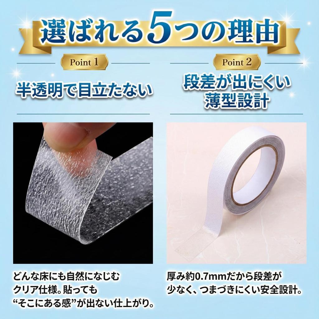 factus Anti-Slip Tape for Indoor Stairs, Easy to Apply, Gentle on the Skin, Inconspicuous,