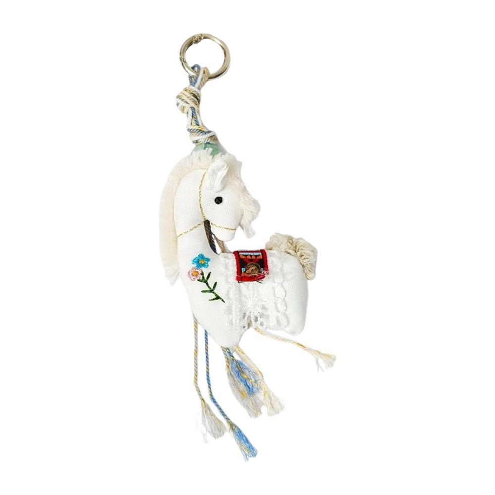 

Cute Retro Pony Keychain Fabric Embroidered Key Holder Handmade Elephant Pony Pendant Gift