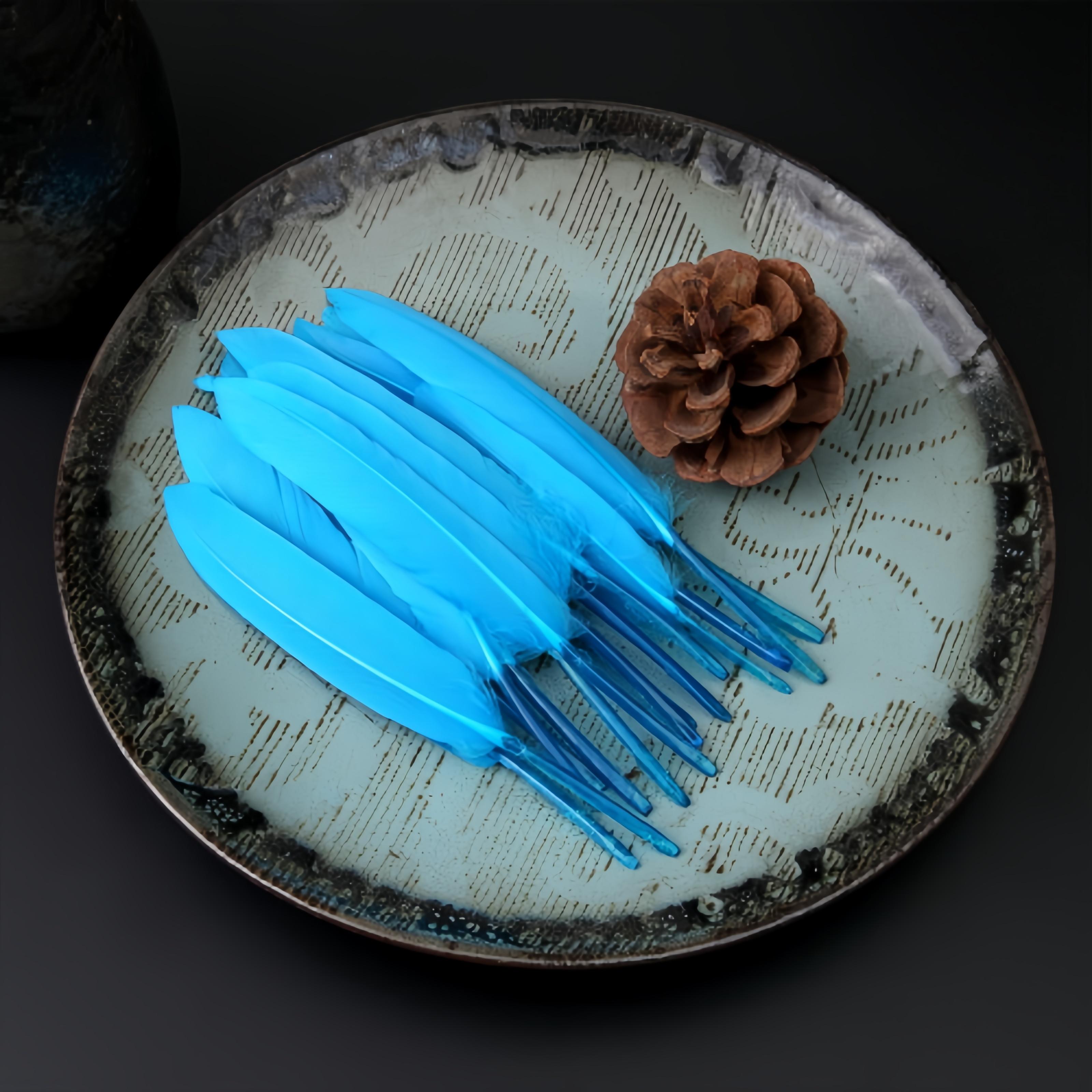 

100 шт. Синие гусиные перья 10-15 см Натуральные крашеные перья для свадебного украшения, вечеринки, поделок своими руками, аксессуары для костюма на Хэллоуин 100pcs озеро синий