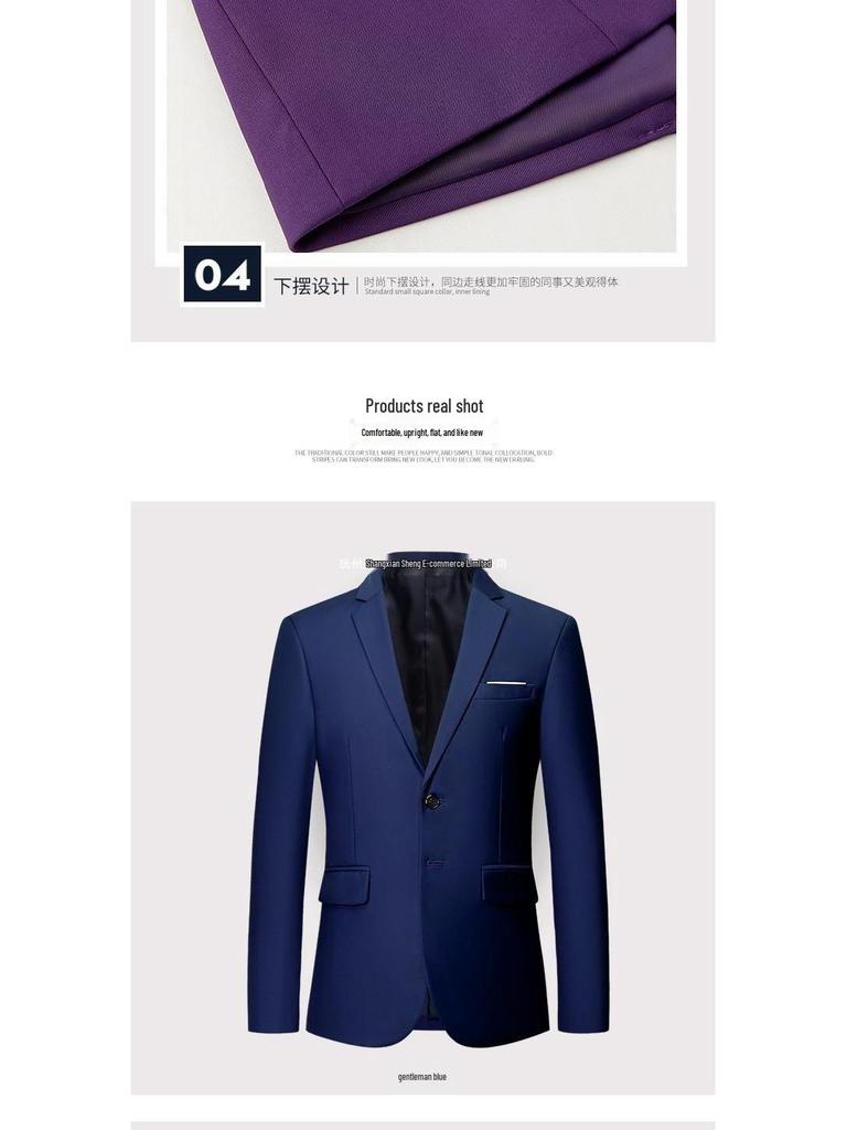 Korean Yellow Double Button Men's 6XL Slim Fit Casual Suit Jacket - Non-Iron