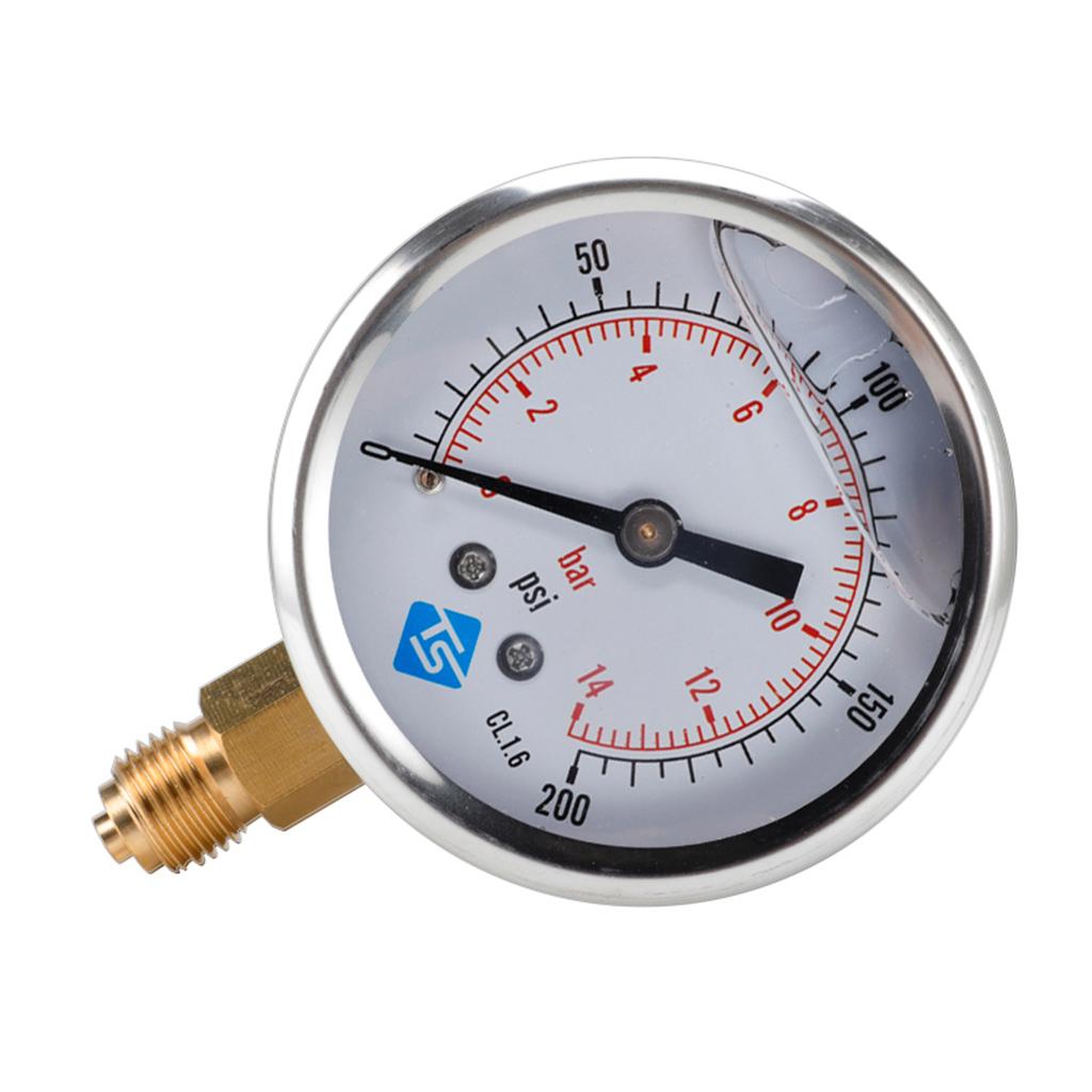 16 Styles Dual Scale Liquid Filled Pressure Gauge with Brass Internals 1/4" BSPT Bottom Mount Pressure Gauge Durable