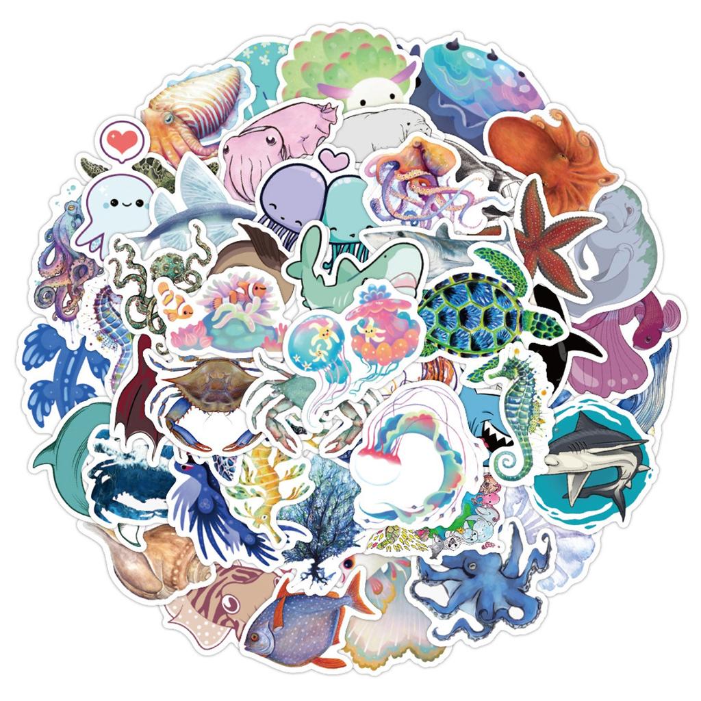 Summer Ocean Beach 50pc Waterproof Stickers for Skateboard Laptop Kawaii