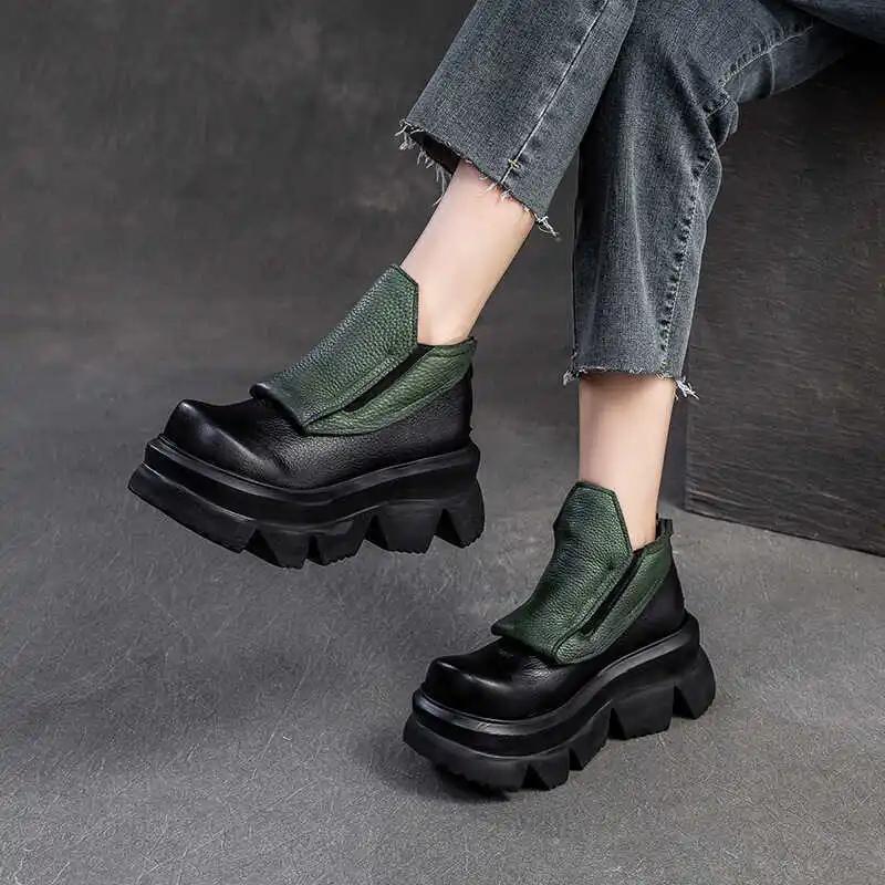 

Зима 2024 Новые Ретро Ботильоны на Толстой Подошве Модные Удобные Повседневные Женские Ботинки в Британском Стиле 40