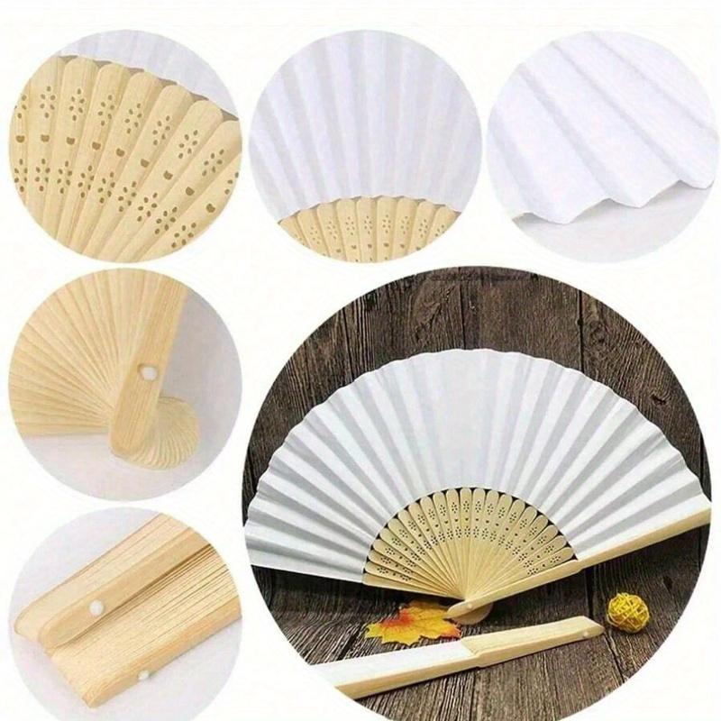 

Винтажный ручной складной бумажный веер, портативный бамбуковый веер со складным бумажным покрытием - идеальный летний аксессуар для сохранения прохлады 1pcs белый