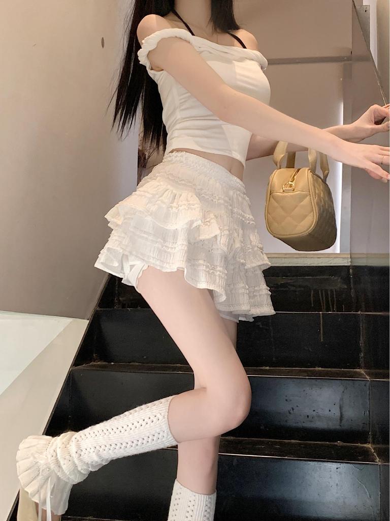 Women's Black Puffy High-Waist Ballet Skirt - Summer 2025 Fashion, Anti-Exposure